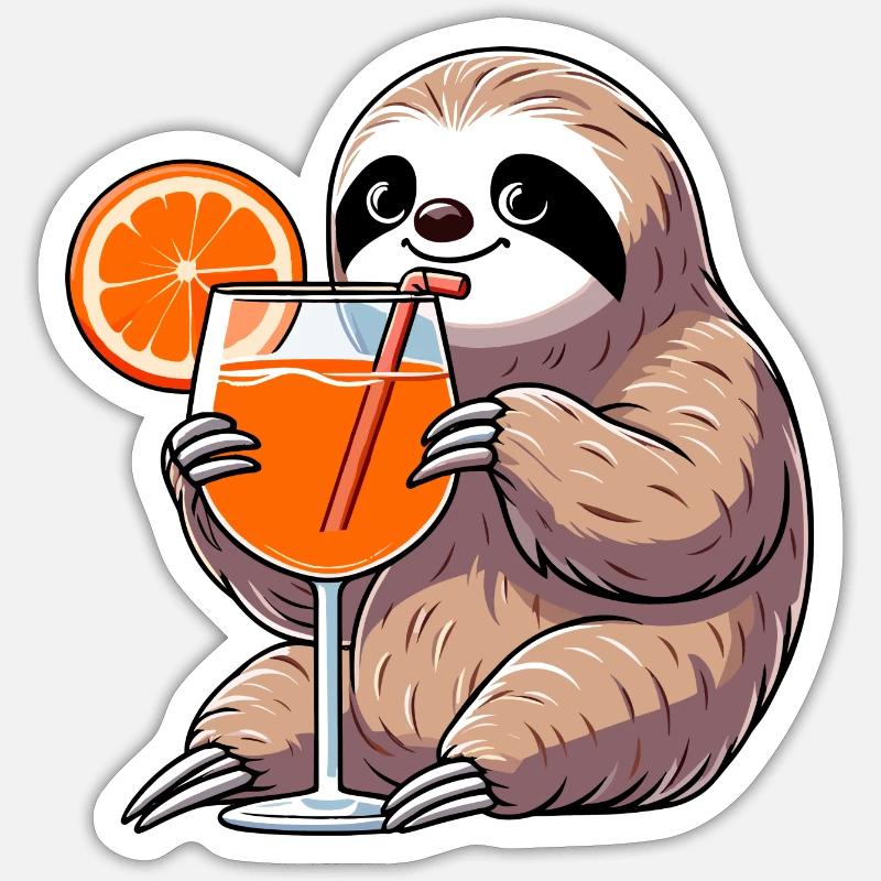 Faultier Aperitif Aperoli Spritz Campari Drink Sticker Größe S (10 x 10 cm)