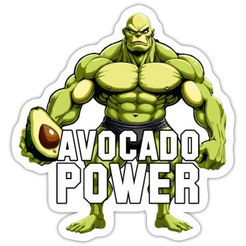 Avocado Power Vegan Superfood Muskeln Geschenk - Sticker Größe S (10 x 10 cm) - Mattweiß - Vorne