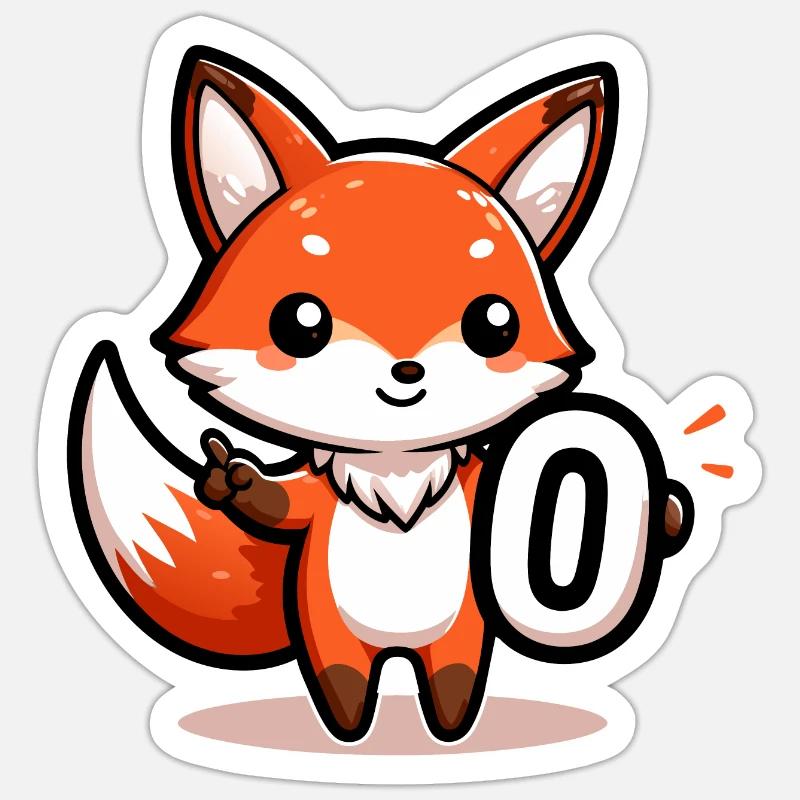Entzückender Zero Fox Left - Sticker Größe S (10 x 10 cm) - Mattweiß