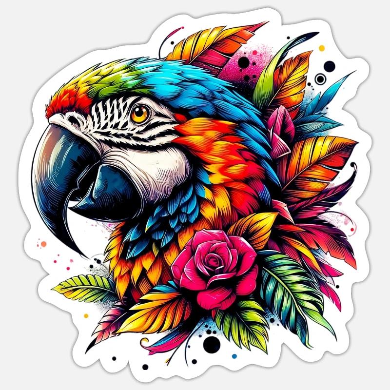 Parrot - Sticker size S (10 x 10 cm) - white matte