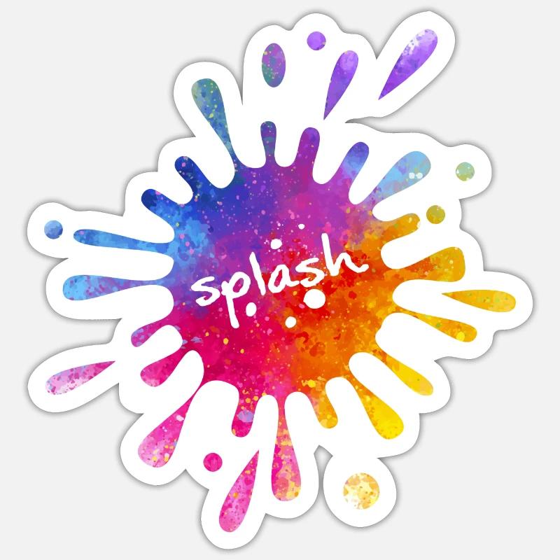 Splash - bunter Farbklecks - Sticker Größe S (10 x 10 cm) - Mattweiß