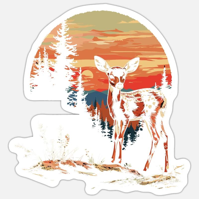 Fawn Deer Forest Deer Nature Sunset Sticker size S (10 x 10 cm)