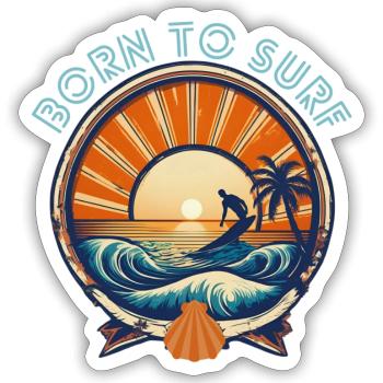 surfing surfer surfergirl waves sea - Sticker size S (10 x 10 cm) - white matte - Front
