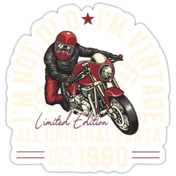 1990 Jahrgang Vintage Motorrad Geburtstag Geschenk - Sticker Größe S (10 x 10 cm) - Mattweiß - Vorne