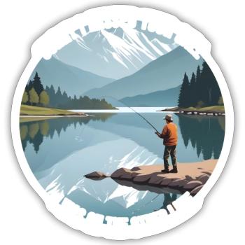 Angler Angeln Fischen - Sticker Größe S (10 x 10 cm) - Mattweiß - Vorne