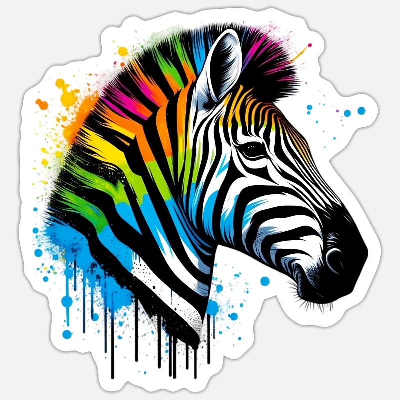 Zebra - Sticker Größe S (10 x 10 cm) - Mattweiß