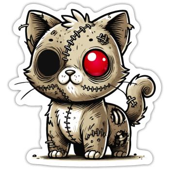 gruselige Zombie-Kawaii-Katze für Halloween Spaß - Sticker Größe S (10 x 10 cm) - Mattweiß - Vorne