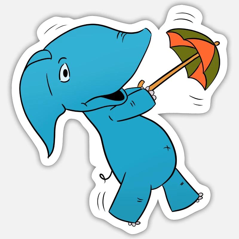 Elephant Umbrella - Sticker size S (10 x 10 cm) - white matte