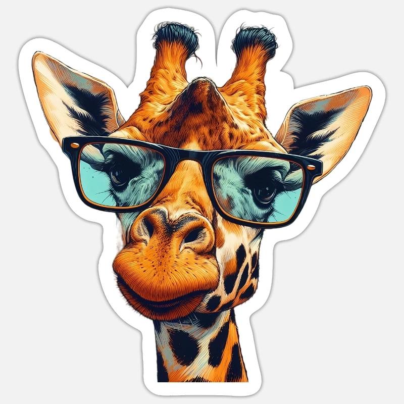 Giraffe with Glasses - Sticker size S (10 x 10 cm) - white matte