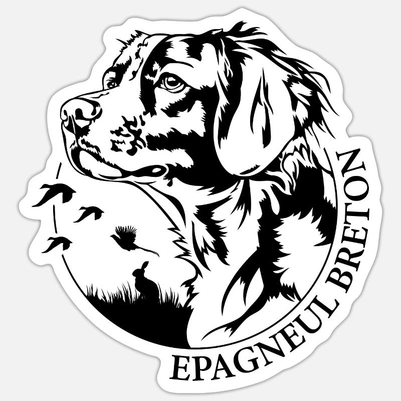 Epagneul Breton Jagdhund Jäger Jagdhunde Wilsigns - Sticker Größe S (10 x 10 cm) - Mattweiß