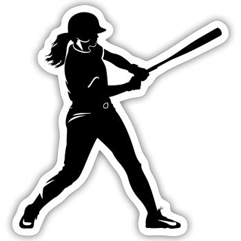 Baseball Woman Silhouette - Sticker size S (10 x 10 cm) - white matte - Front
