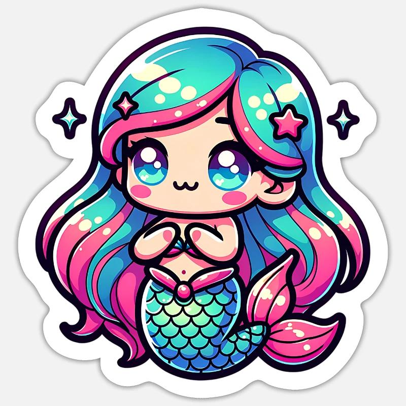 Sirène - Sticker taille S (10 x 10 cm) - blanc mat