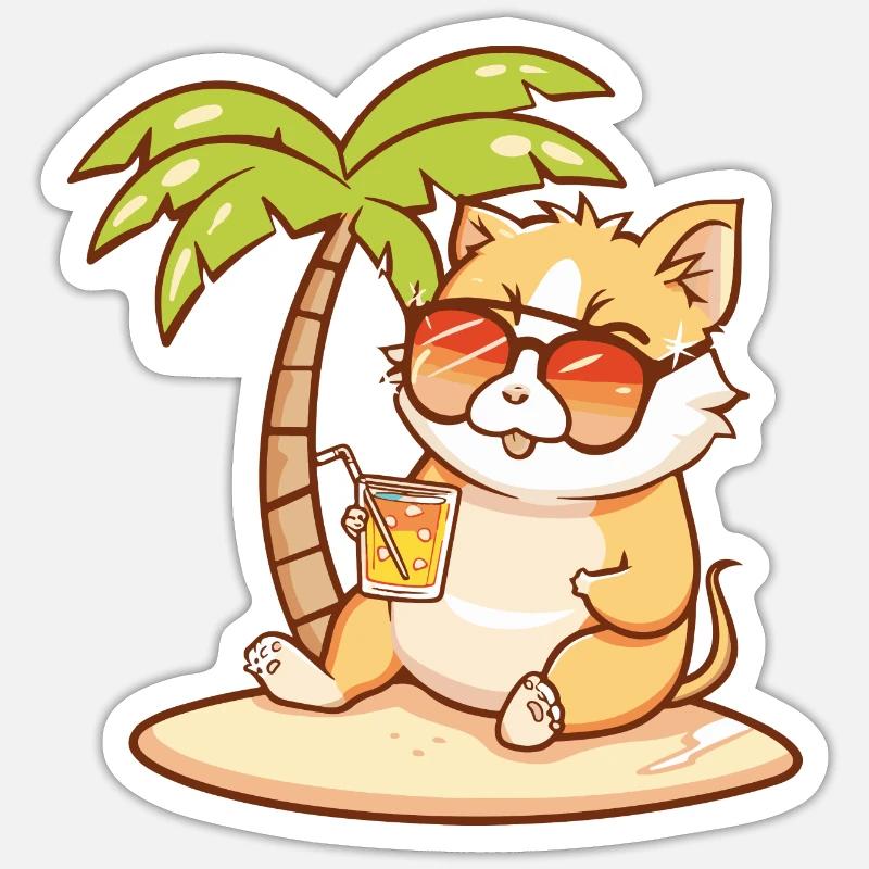 Hamster Sommer Strand Comic Sticker Größe S (10 x 10 cm)