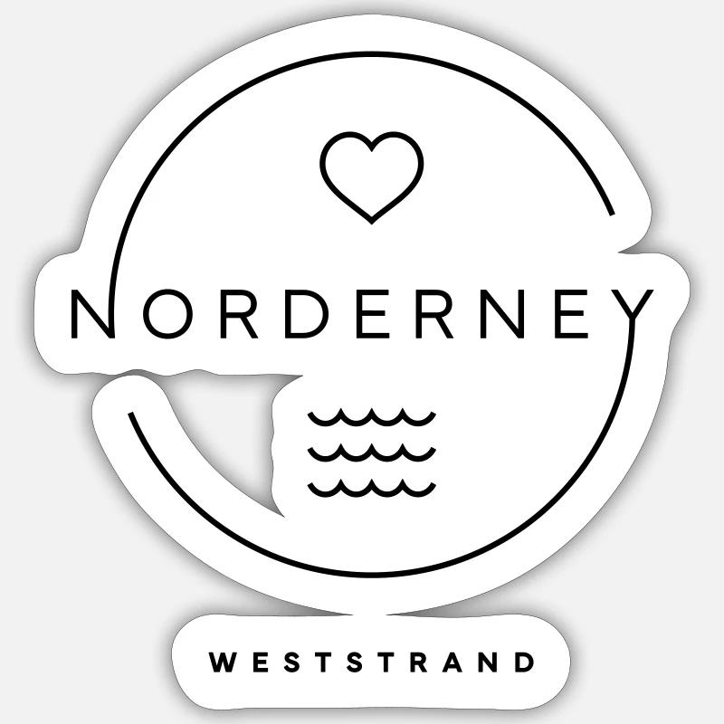 Norderney Weststrand - Sticker Größe S (10 x 10 cm) - Mattweiß