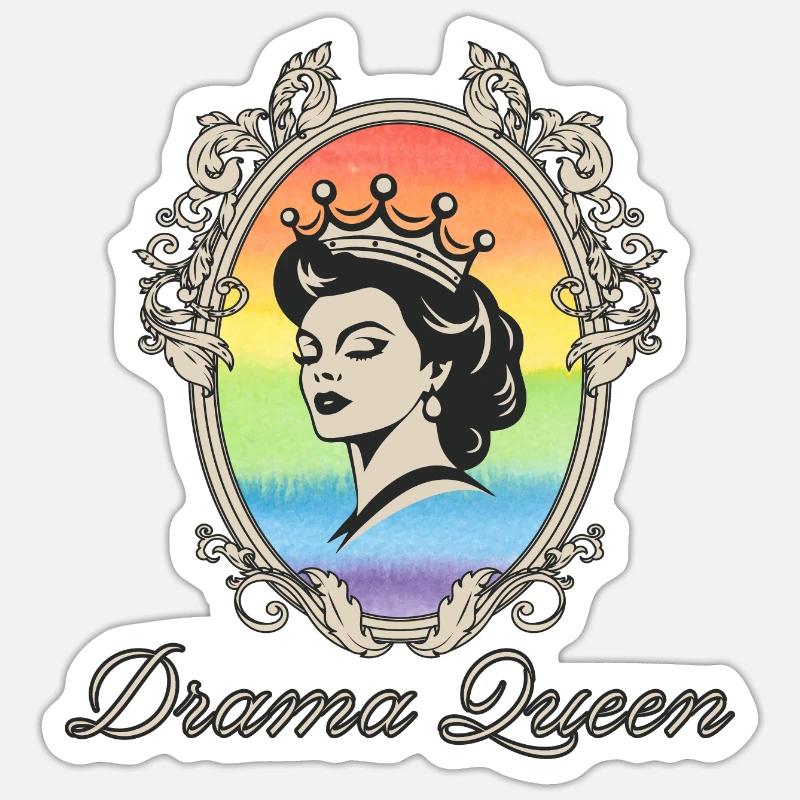 Drama Queen Regenbogenkrone - Sticker Größe S (10 x 10 cm) - Mattweiß