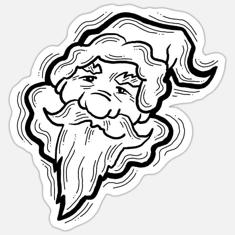 Père Noël - Sticker taille S (10 x 10 cm) - blanc mat