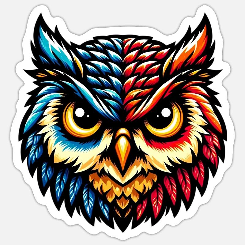 Hibou - Sticker taille S (10 x 10 cm) - blanc mat
