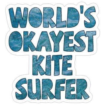 Le plus okayest du monde Kite Surfer Bleu foncé - Sticker taille S (10 x 10 cm) - blanc mat - Devant