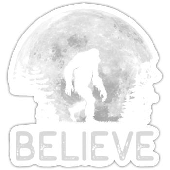 Vollmond - Nacht - Bigfoot Silhouette - Sticker Größe S (10 x 10 cm) - Mattweiß - Vorne