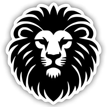 Tête de Lion Symbole Armoiries Pictogramme Vecteur - Sticker taille S (10 x 10 cm) - blanc mat - Devant
