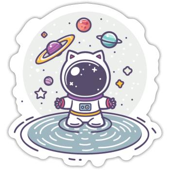 cat astronaut, galaxy cat - Sticker Größe S (10 x 10 cm) - Mattweiß - Vorne