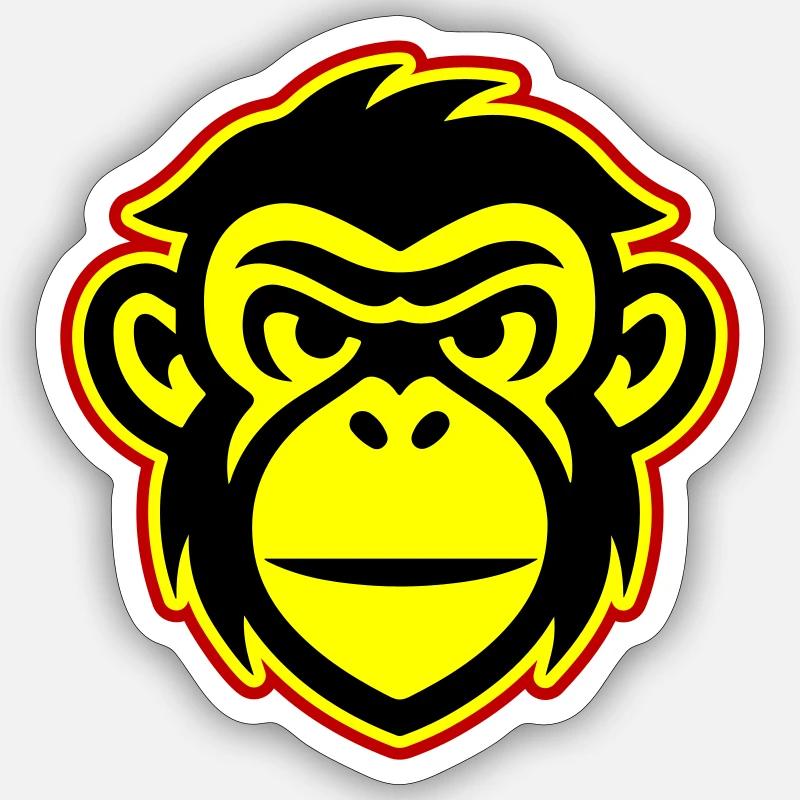 Tête de Singe - Sticker taille S (10 x 10 cm) - blanc mat