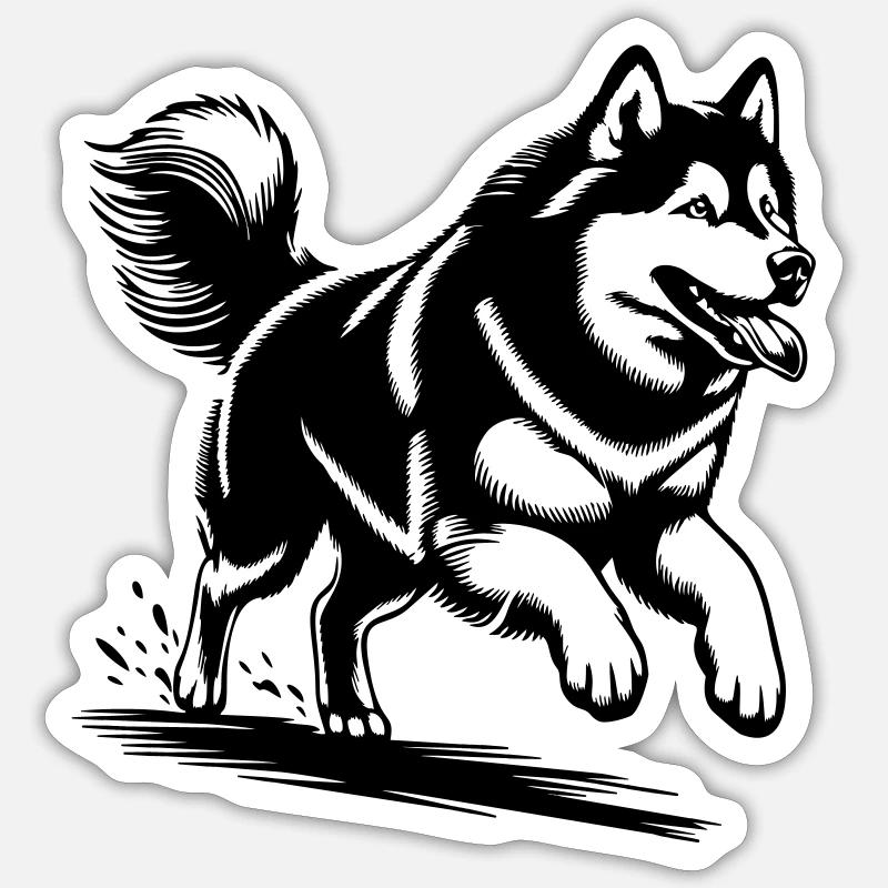 Alaskan Malamute - Sticker Größe S (10 x 10 cm) - Mattweiß