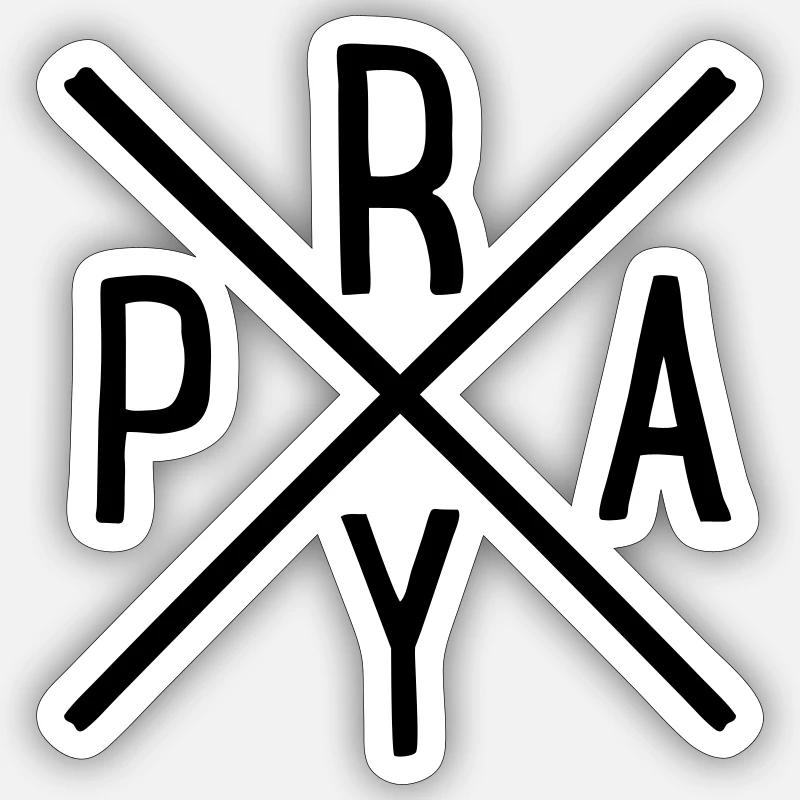 prier - Sticker taille S (10 x 10 cm) - blanc mat