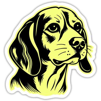 Tête de chien Beagle - Sticker taille S (10 x 10 cm) - blanc mat - Devant