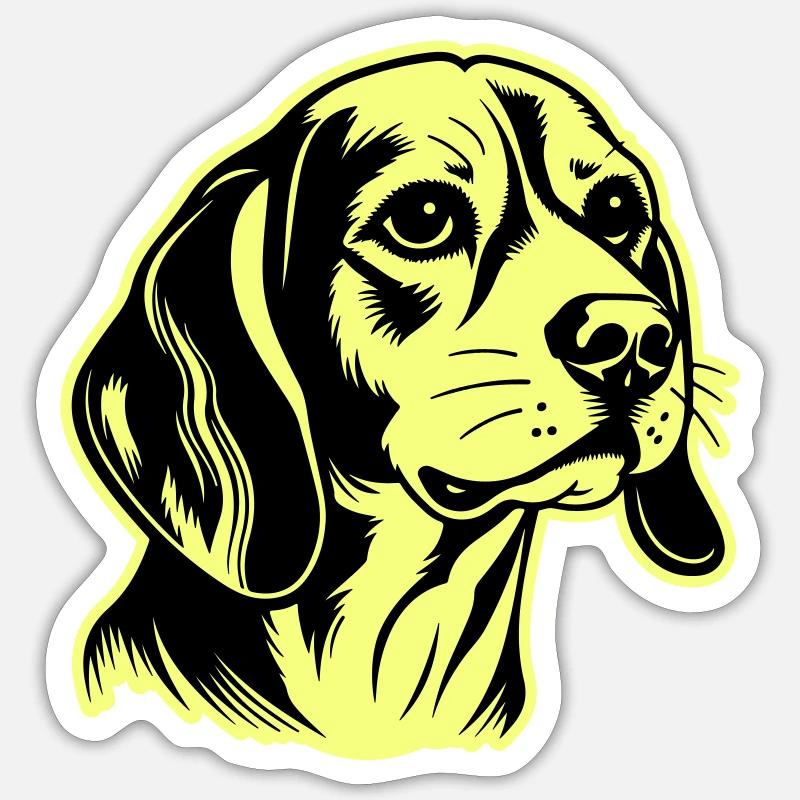 Tête de chien Beagle - Sticker taille S (10 x 10 cm) - blanc mat