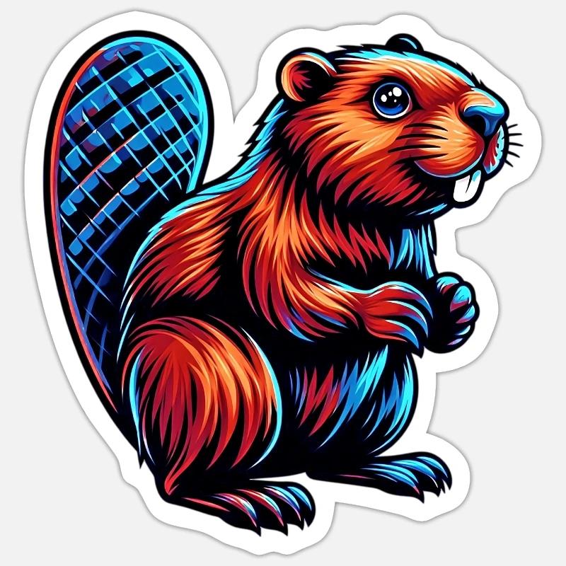 Castor - Sticker taille S (10 x 10 cm) - blanc mat