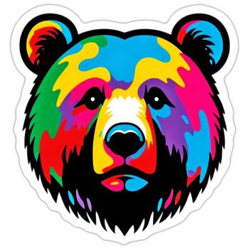 Ours - Sticker taille S (10 x 10 cm) - blanc mat - Devant