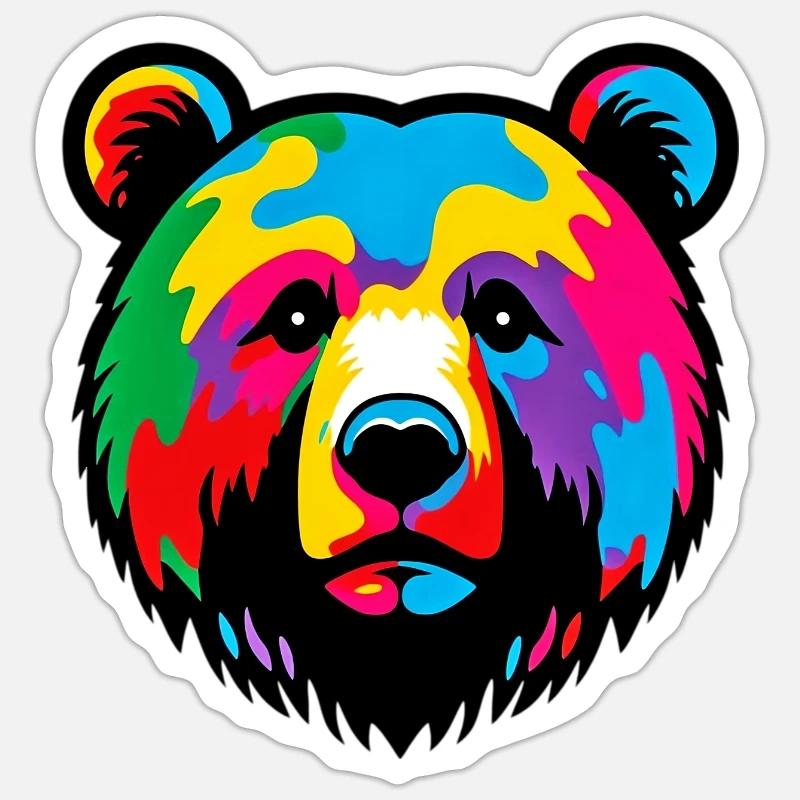 Ours - Sticker taille S (10 x 10 cm) - blanc mat