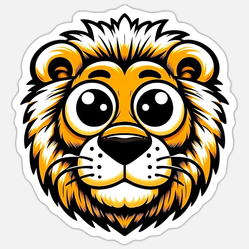 Lion - Sticker taille S (10 x 10 cm) - blanc mat