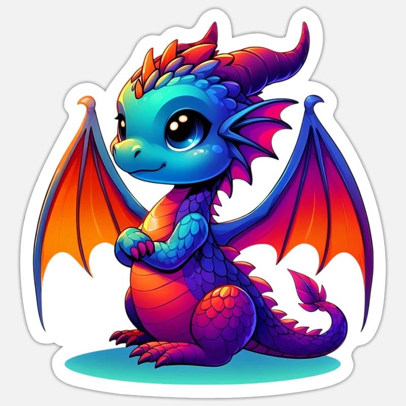 Drache - Sticker Größe S (10 x 10 cm) - Mattweiß