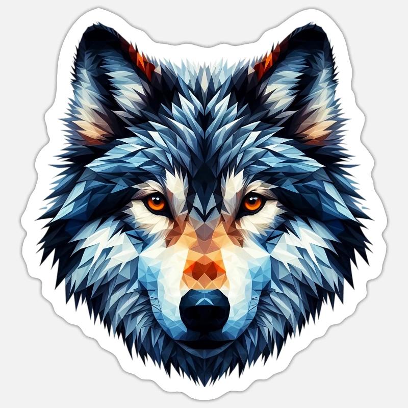 Loup polygonal - Sticker taille S (10 x 10 cm) - blanc mat