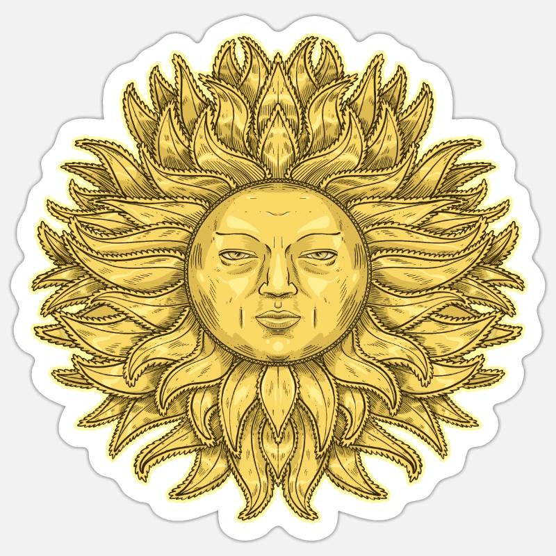 Grand Soleil à visage - Sticker taille S (10 x 10 cm) - blanc mat