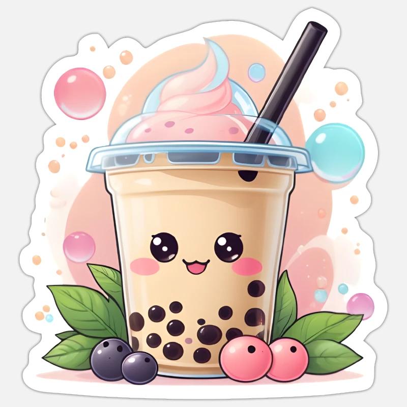 Kawaii Bubble Tea - Sticker size S (10 x 10 cm) - white matte
