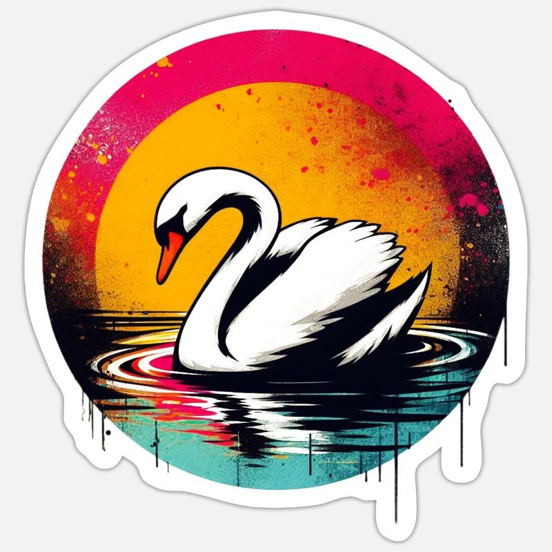 Swan - Sticker size S (10 x 10 cm) - white matte