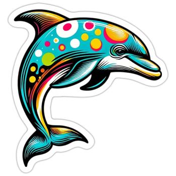 Dolphin - Sticker size S (10 x 10 cm) - white matte - Front