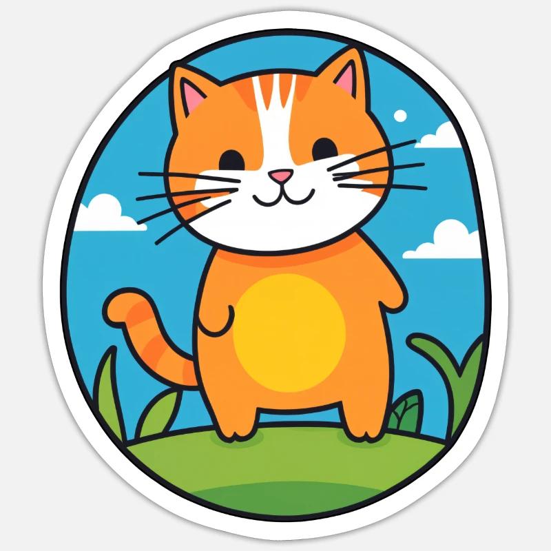 Katze im Comicstil Sticker Größe S (10 x 10 cm)