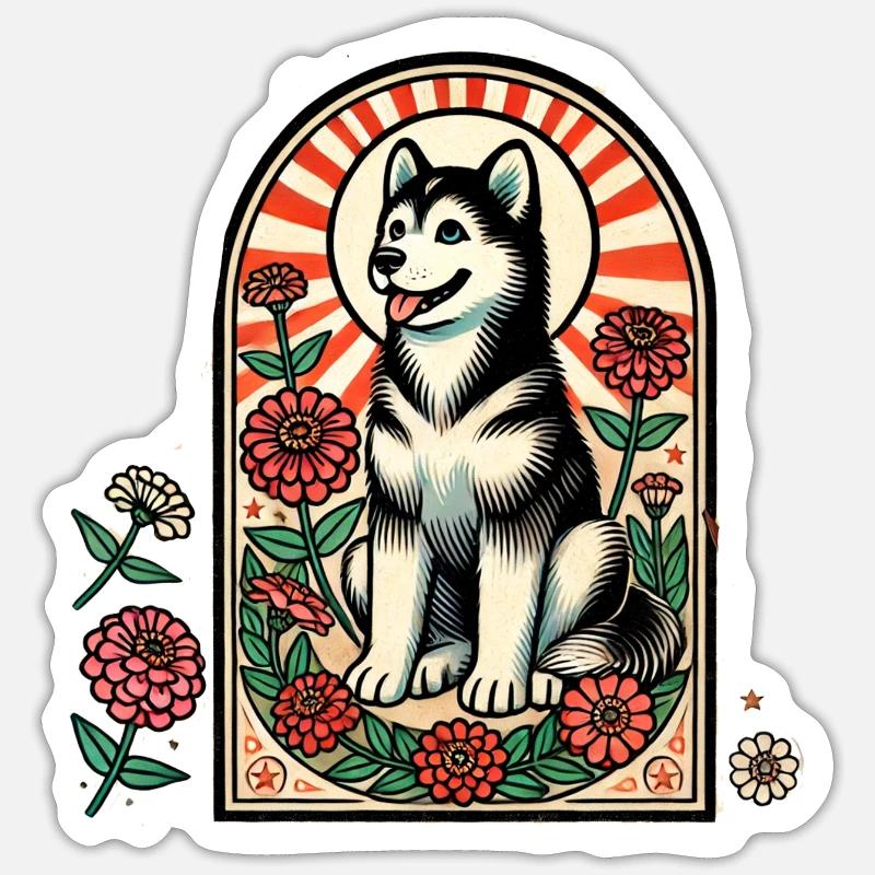 Malamute d’Alaska - Sticker taille S (10 x 10 cm) - blanc mat