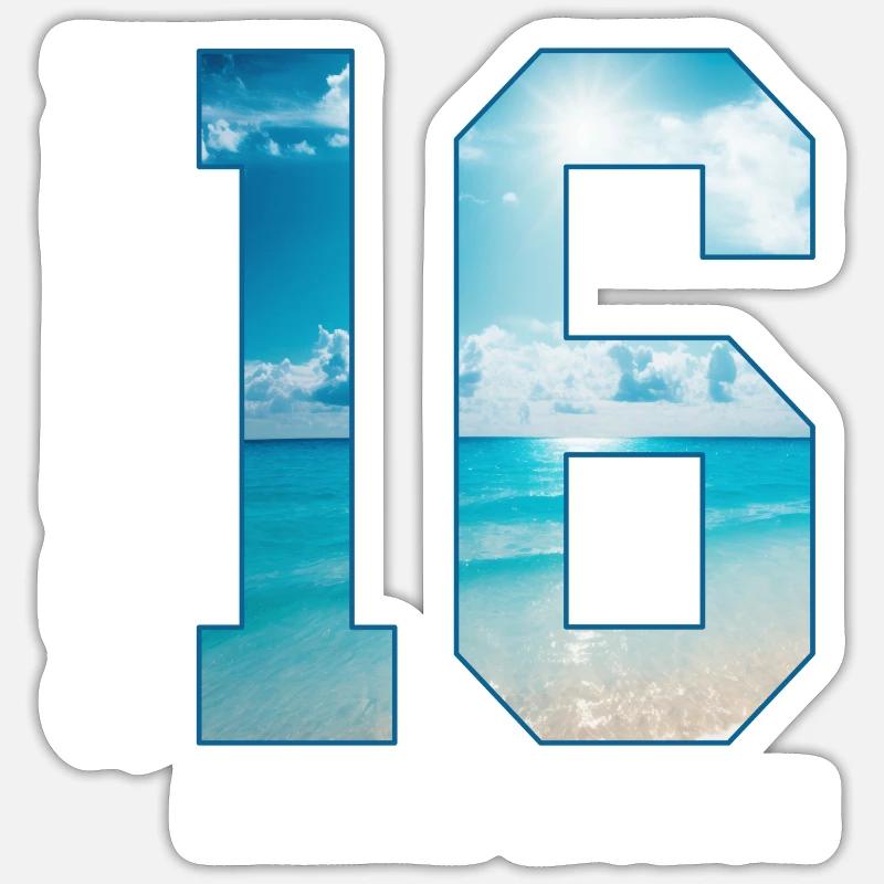 16th Birthday Gift - Sticker size S (10 x 10 cm) - white matte