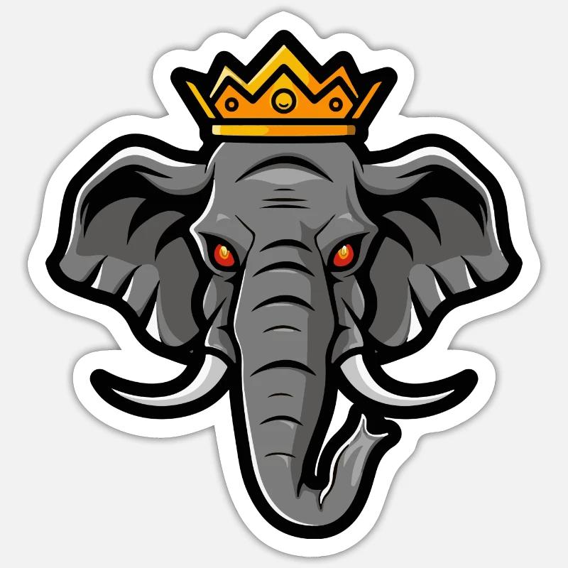 Couronne Tête d’Éléphant - Sticker taille S (10 x 10 cm) - blanc mat