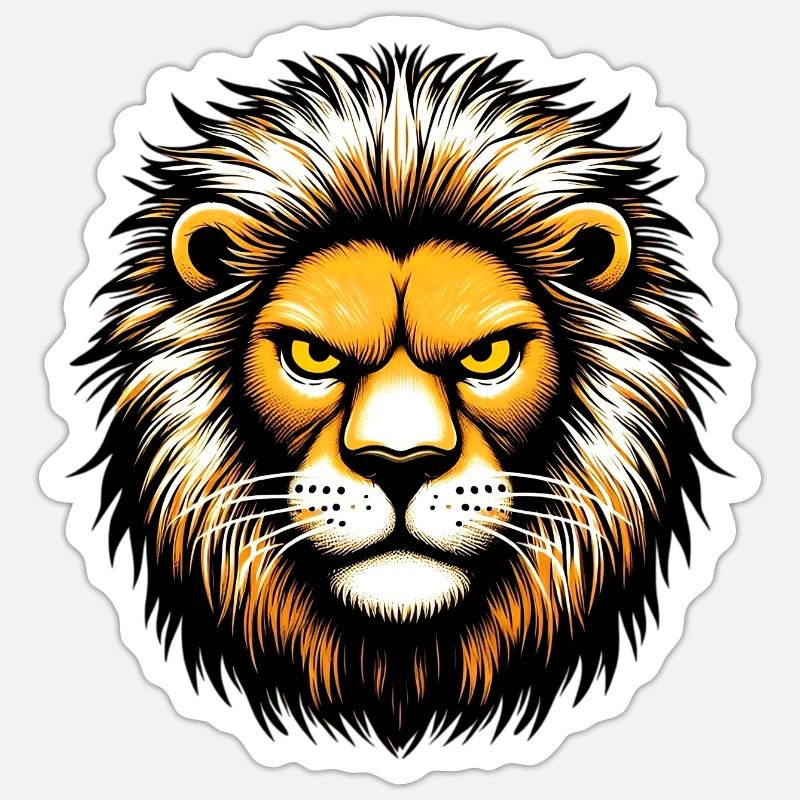 Lion - Sticker taille S (10 x 10 cm) - blanc mat