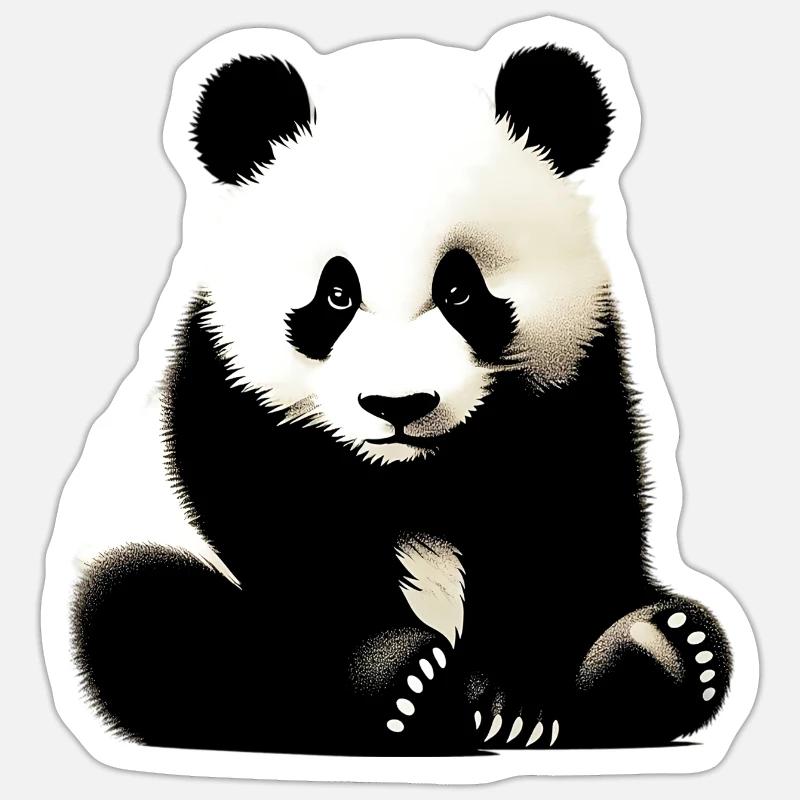 Panda - Sticker taille S (10 x 10 cm) - blanc mat