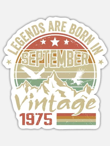September 1975 Geburtstagsgeschenk September 1975 - Sticker Größe S (10 x 10 cm) - Mattweiß