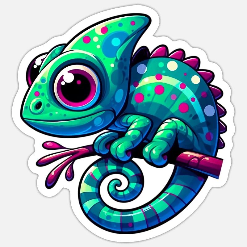 Chamäleon - Sticker Größe S (10 x 10 cm) - Mattweiß