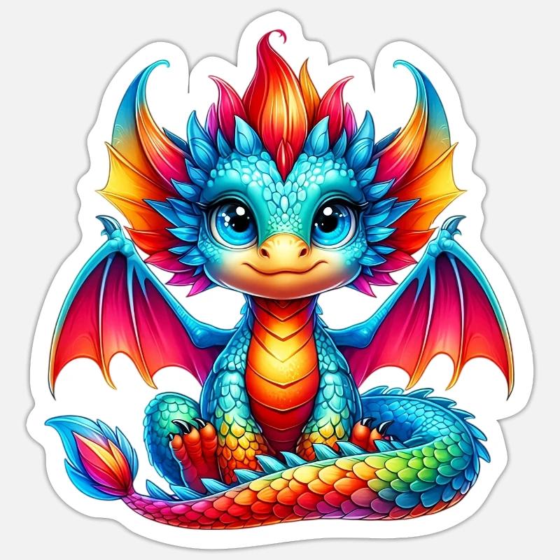 Drache - Sticker Größe S (10 x 10 cm) - Mattweiß