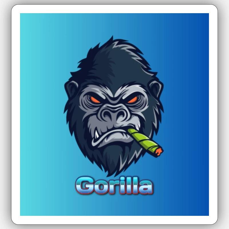 GorillaRF - Sticker Größe S (10 x 10 cm) - Mattweiß